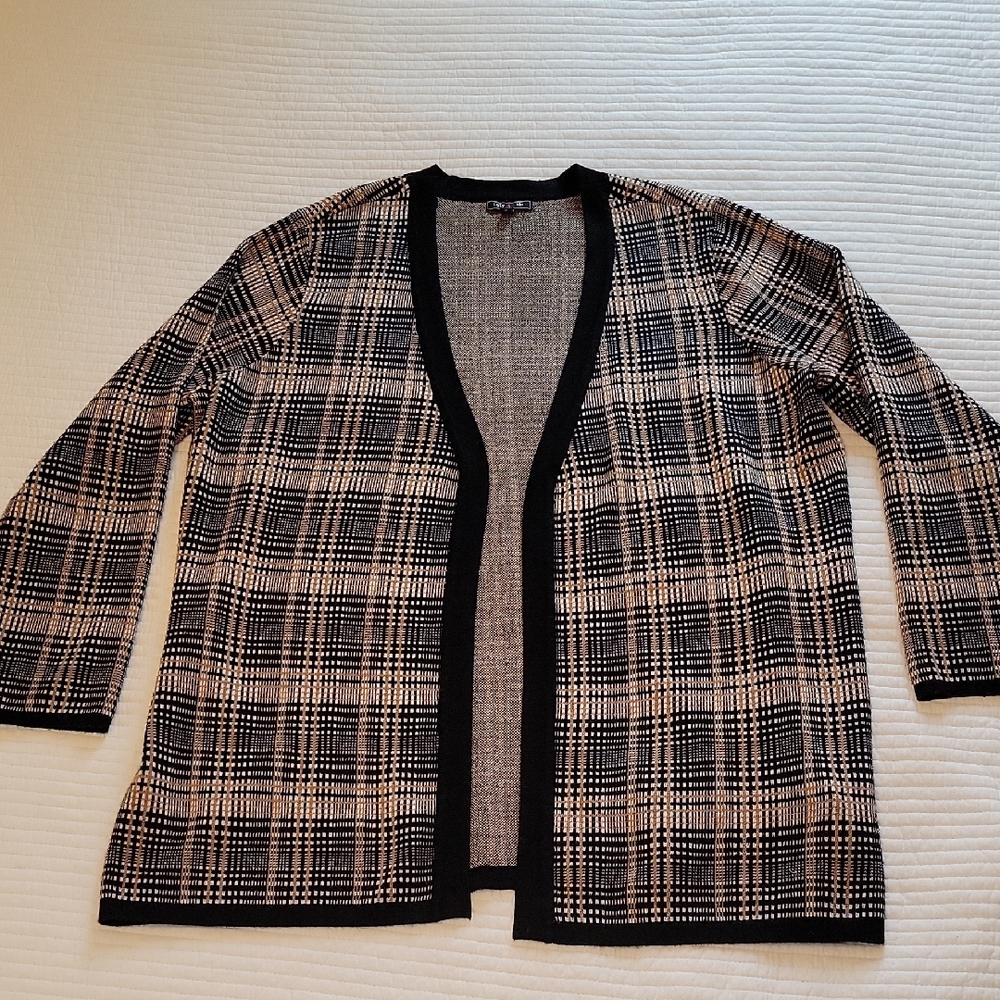 Lety & Me Plaid Open-front Cardigan‎ Woman's 3X